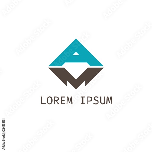 Geometric vector icon. Letter AM logo. For the showman / celebration / hotel . Business icon for the other company. Design element. Vector illustration.