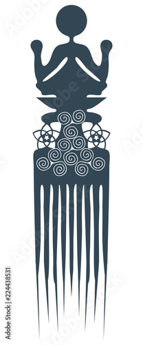 Akan peoples Adinkra symbol vector illustration for African American community: Duafe comb. Adinkra Duafe comb interpretation with Aphrodite star as a symbol of feminine fertility.