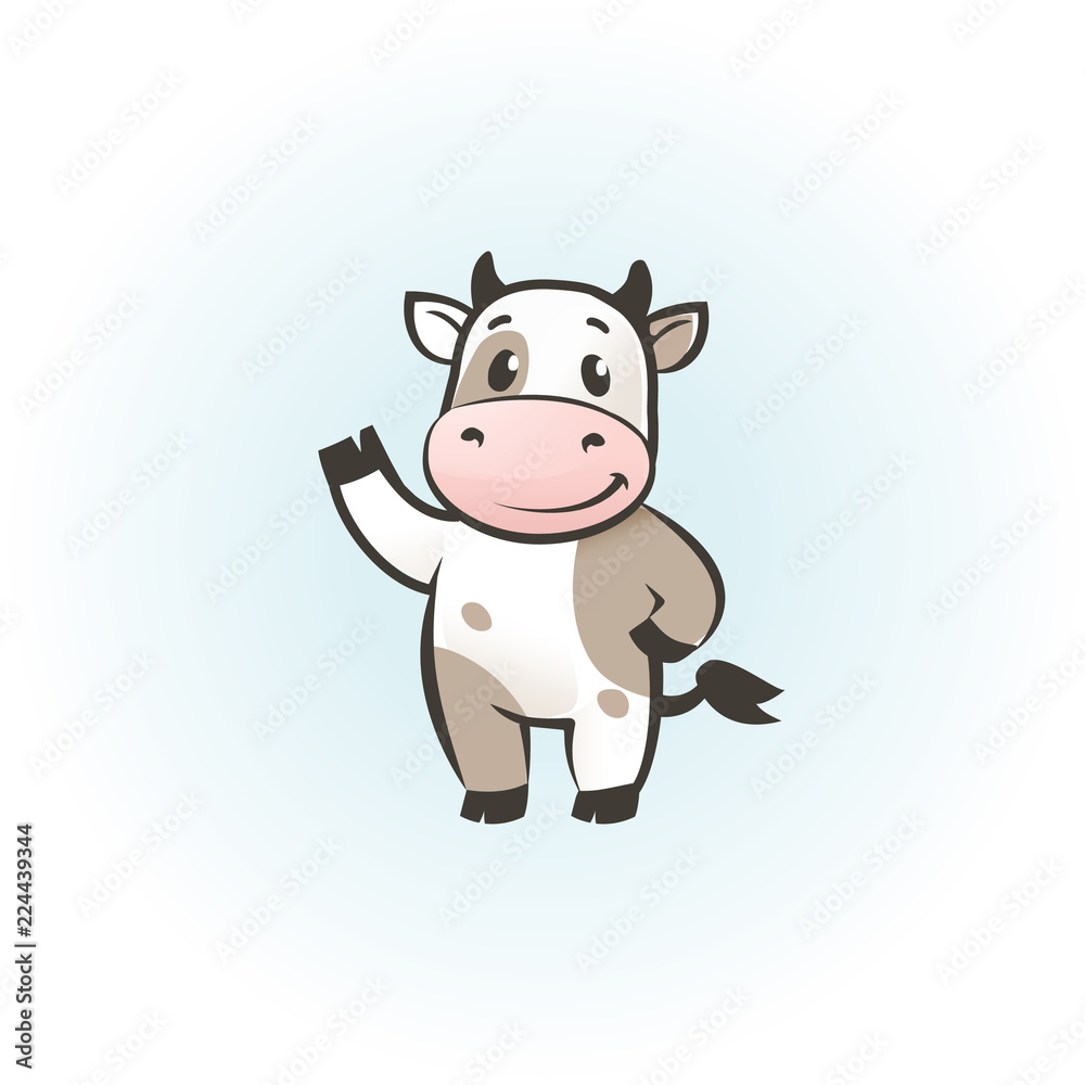 Funny cow cartoon character, happy cow vector illustrarion, logo template Funny cow cartoon character, happy cow vector illustrarion, logo template