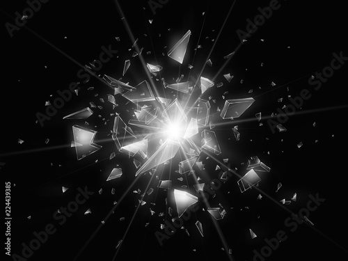 Shards of broken glass. Abstract explosion. Vector illustration