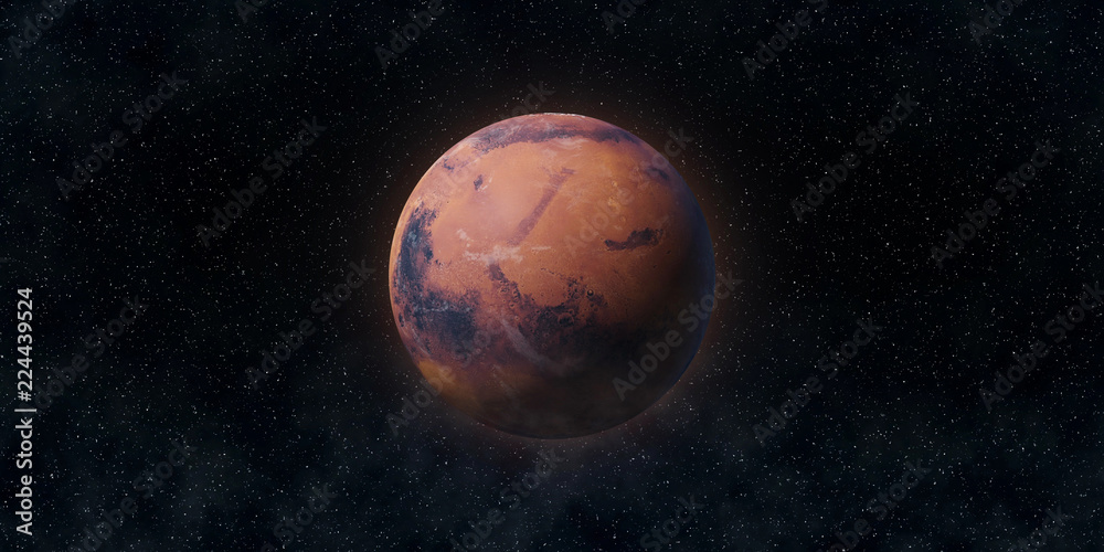 Naklejka premium Red planet Mars. Astronomy and science concept. Elements of this image furnished by NASA