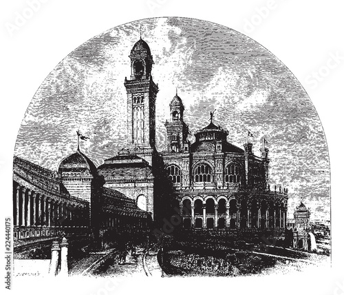 Trocadero Palace (old) vintage illustration.