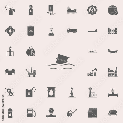 flat design toxic waste contamination on water icon. Oil icons universal set for web and mobile