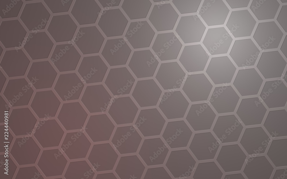 Honeycomb with color lighting, on a gray background. Perspective view on polygon look like honeycomb. Isometric geometry. 3D illustration Honeycomb with color lighting, on a gray background. Perspective view on polygon look like honeycomb. Isometric geometry. 3D illustration