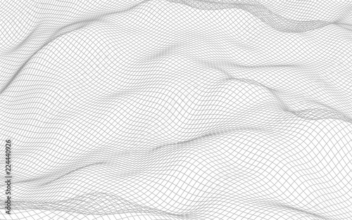 Wallpaper Mural Abstract landscape on a white background. Cyberspace grid. Hi-tech network. 3d illustration Torontodigital.ca