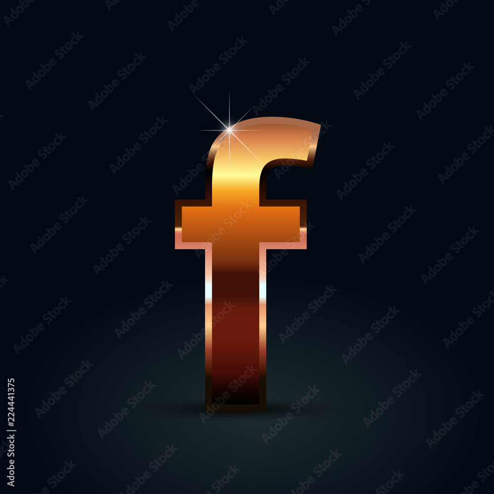 Bronze vector letter F lowercase isolated on black background Bronze vector letter F lowercase isolated on black background