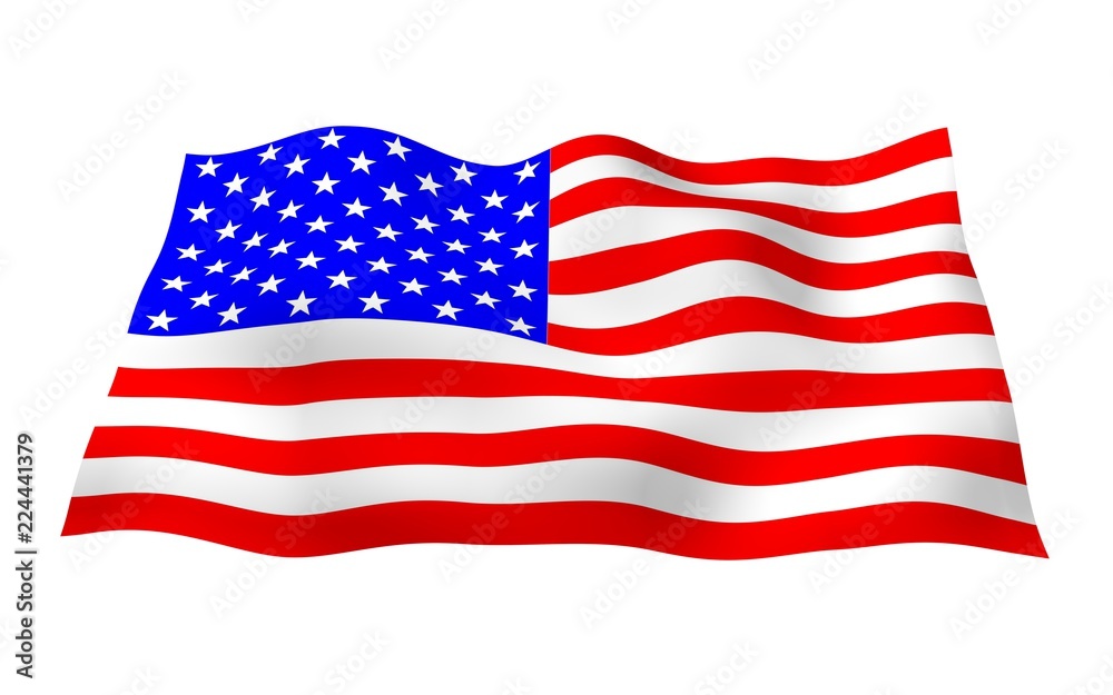 Fototapeta premium Waving flag of the United States of America. Stars and Stripes. State symbol of the USA. 3D illustration