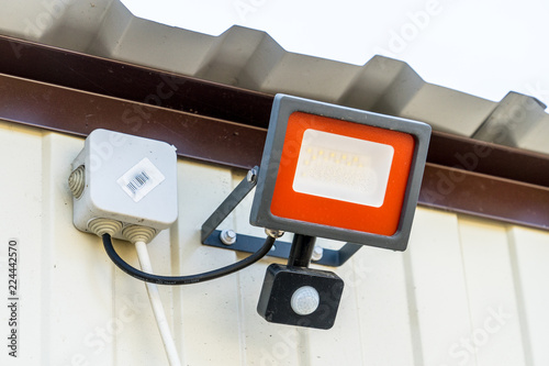 Led spotlight with motion sensor. Place for your text.