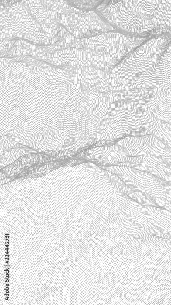 Abstract landscape on a white background. Cyberspace grid. Hi-tech network. 3d technology illustration Abstract landscape on a white background. Cyberspace grid. Hi-tech network. 3d technology illustration