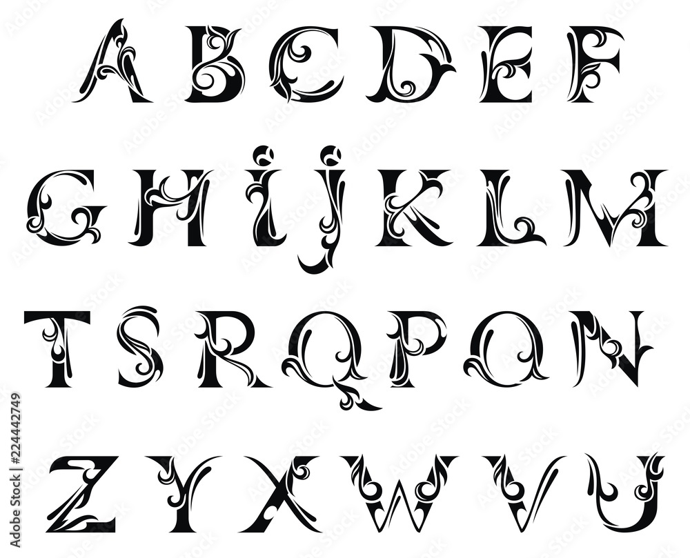 Vector of modern abstract font and alphabet Vector of modern abstract font and alphabet