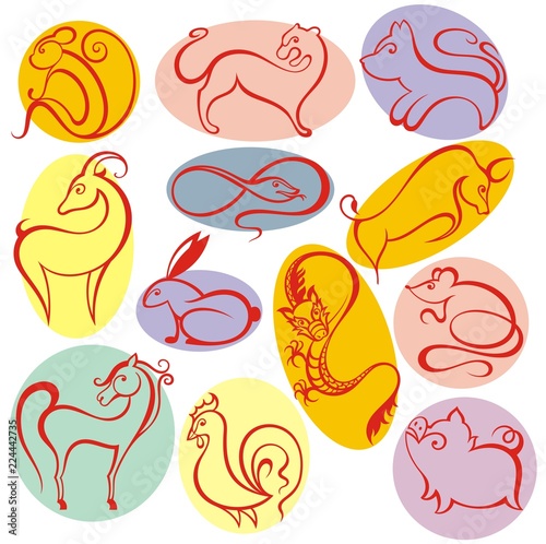12 Chinese zodiac signs design