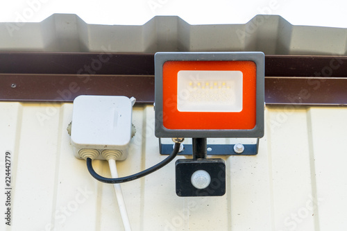 Led spotlight with motion sensor. Place for your text.