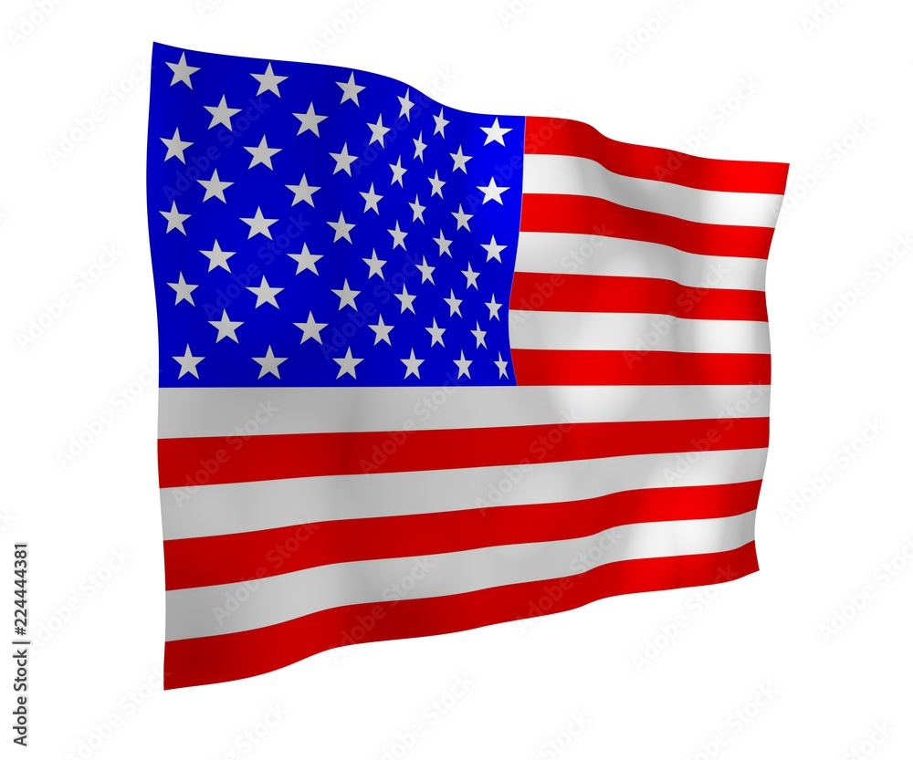 Obraz premium Waving flag of the United States of America. Stars and Stripes. State symbol of the USA. 3D illustration