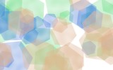 Multicolored translucent hexagons on white background. Green tones. 3D illustration