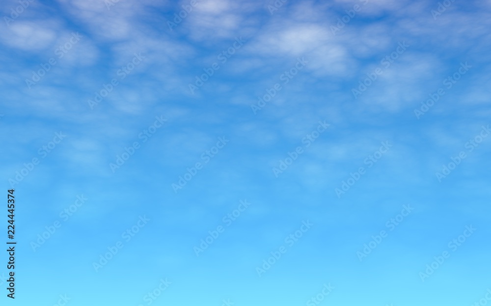 The bright sky in the morning. Blue sky background with white clouds. Cumulus white clouds in the clear blue sky. 3D illustration The bright sky in the morning. Blue sky background with white clouds. Cumulus white clouds in the clear blue sky. 3D illustration