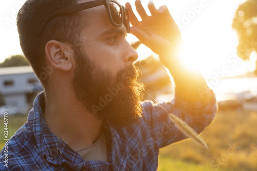 Portrait of a young bearded man