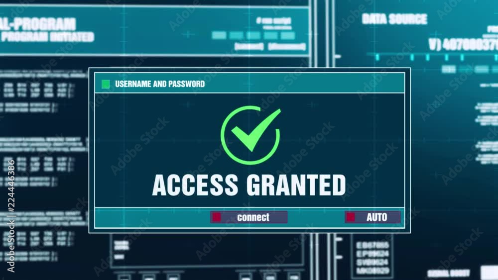 75. Access Granted Warning Notification Generated on Digital System Security Alert Error Message on Computer Screen after Entering Login And Password . Cyber Crime, Computer Hacking Concept