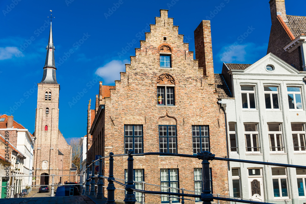 The antique St Anne's Church in the historical town of Bruges
