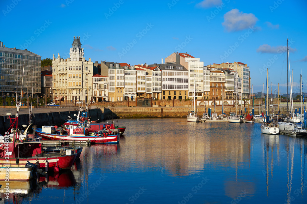 La Coruna port marina in Galicia Spain