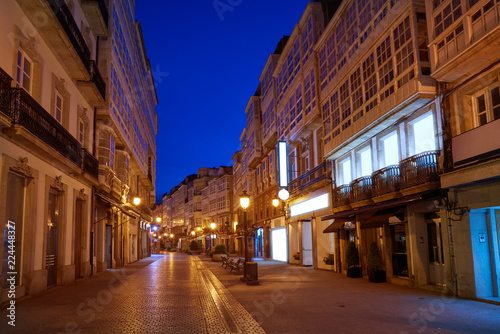 La Coruna facades sunset near Port in Galicia Spain