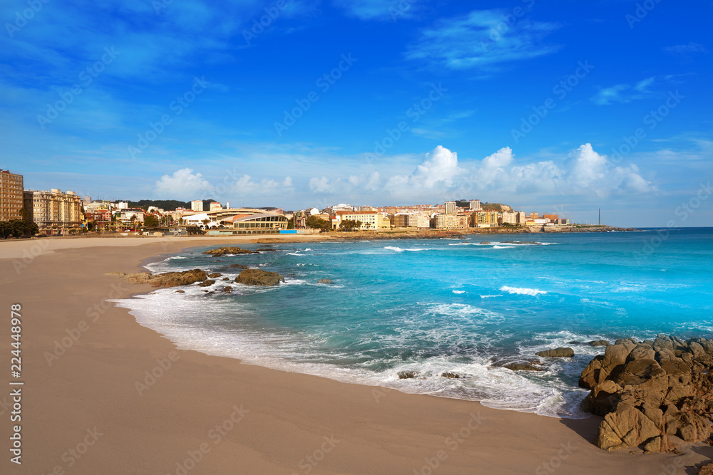 La Coruna Riazor beach in Galicia Spain