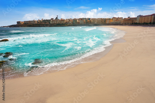 La Coruna Riazor beach in Galicia Spain photo