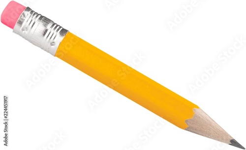 Short Yellow Pencil with Eraser - Isolated