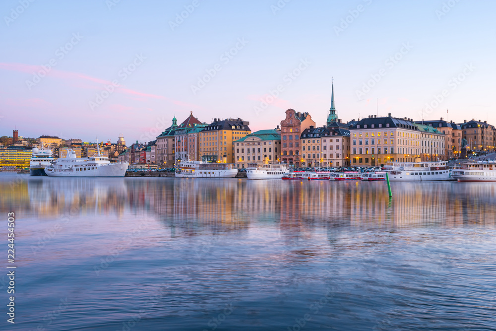 Twilight in Stockholm city skyline in Sweden