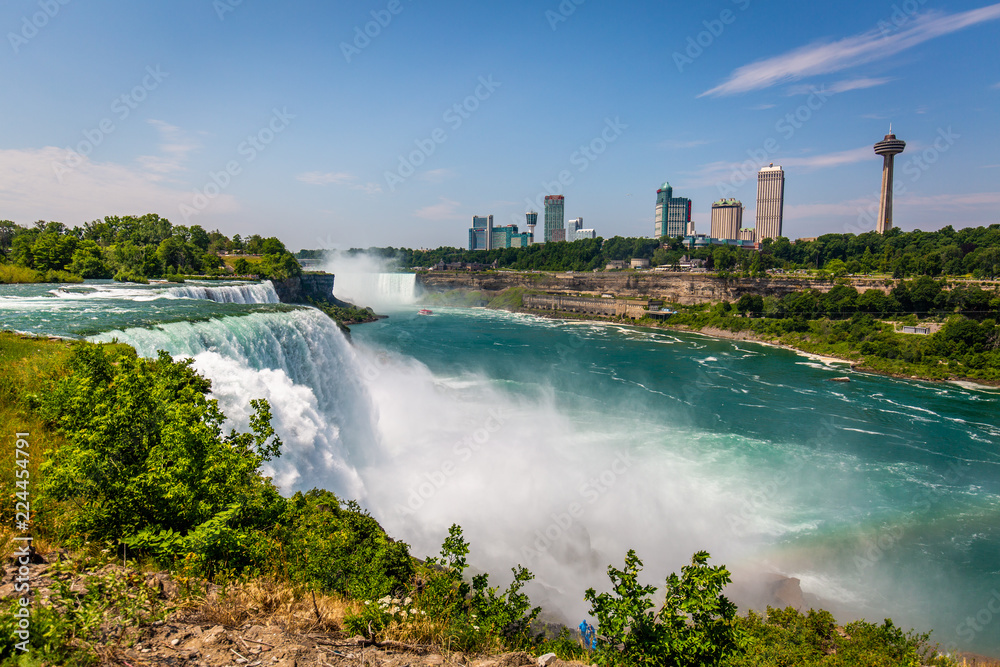 Niagara waterfall in summer view across the border Niagara waterfall in summer view across the border