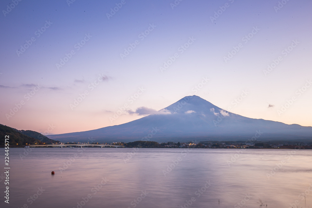 Mount Fuji viewed from lake Kawaguchiko in Japan autumn seasoning