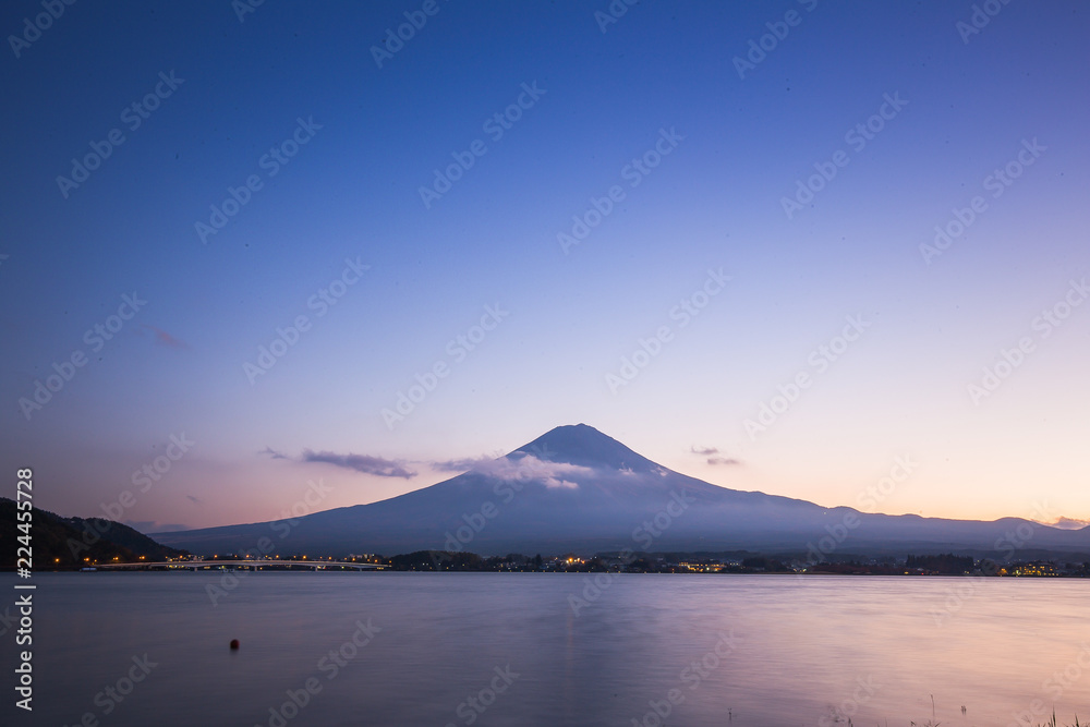 Mount Fuji viewed from lake Kawaguchiko in Japan autumn seasoning