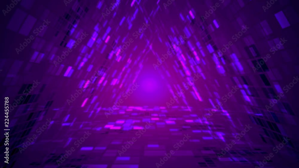 Abstract futuristic triangle data tunnel motion graphic background. Information technology animation concept.