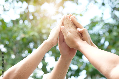 Hand of people assemble corporate Meeting Teamwork and harmonious Symbol