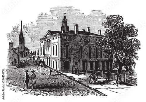 Federal Hall, vintage illustration.