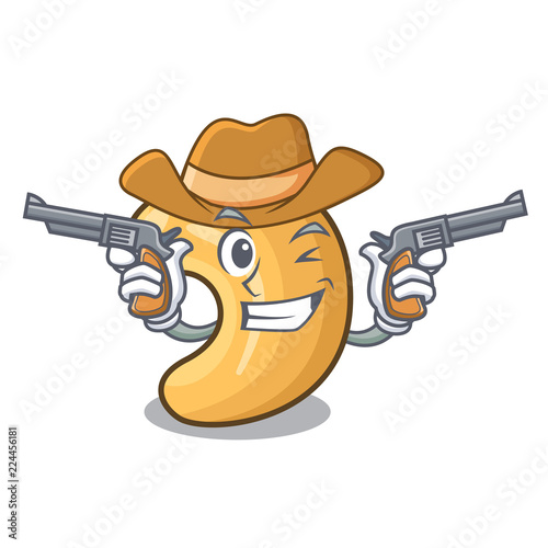 Cowboy character cashew nuts heap on cartoon