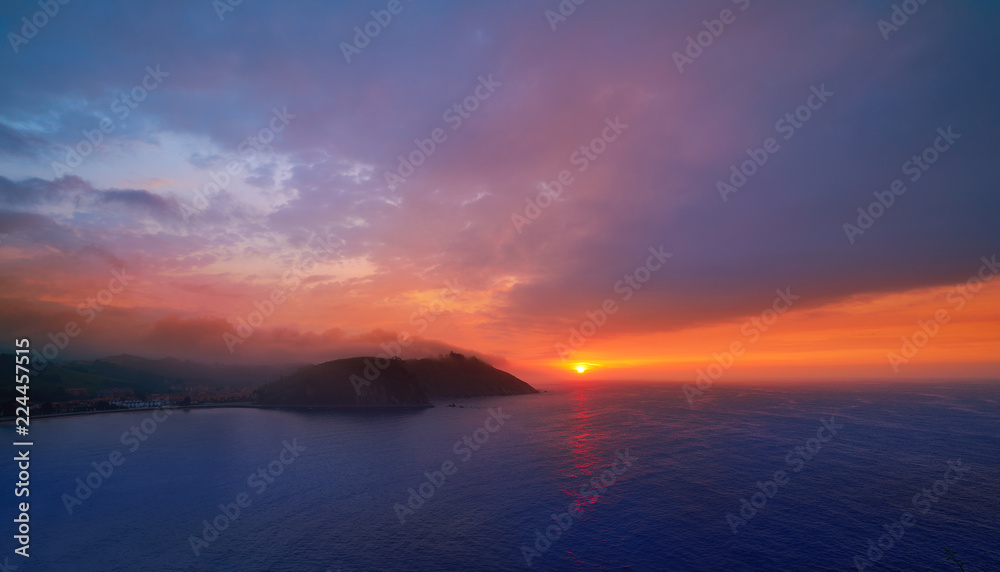 Naklejka premium Ribadesella sunset in Asturias Spain