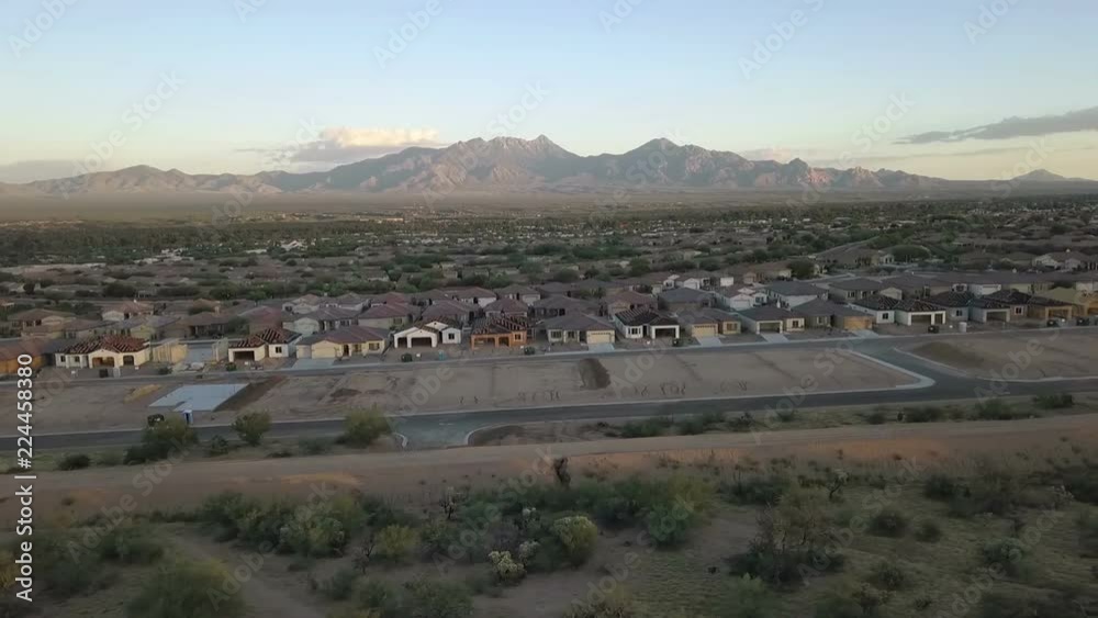 Aerial of existing houses and new construction Aerial of existing houses and new construction
