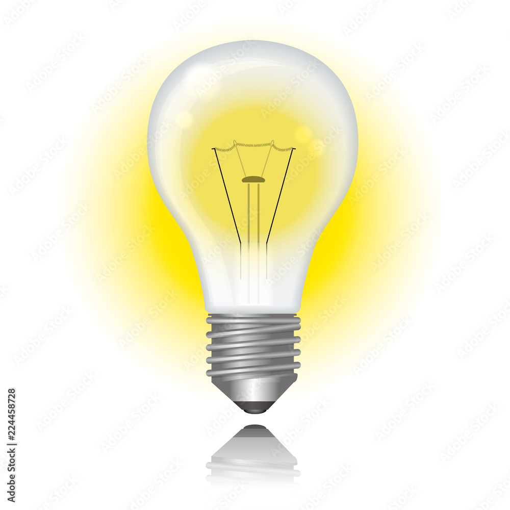 光る電球のイラスト 白背景 Light Bulb Illustration Stock Vector Adobe Stock