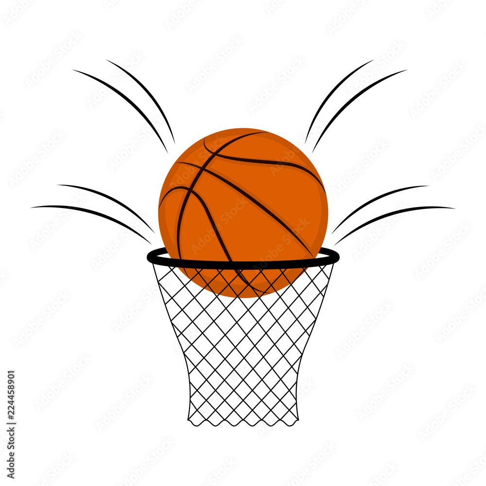 Isolated basketball ball on a net Isolated basketball ball on a net