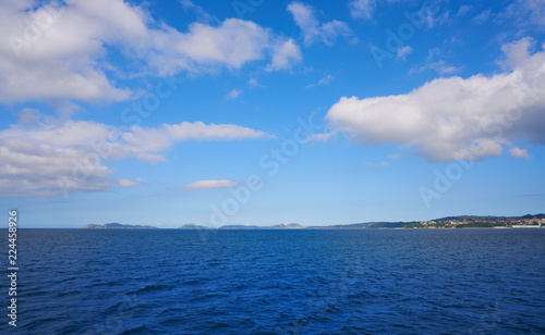 Vigo skyline from the sea Galicia Spain