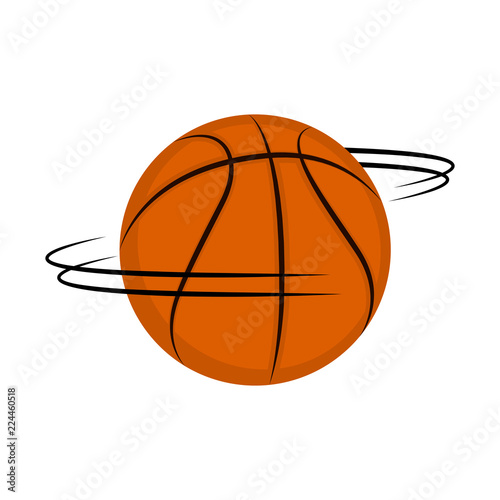 Isolated basketball ball spinning around