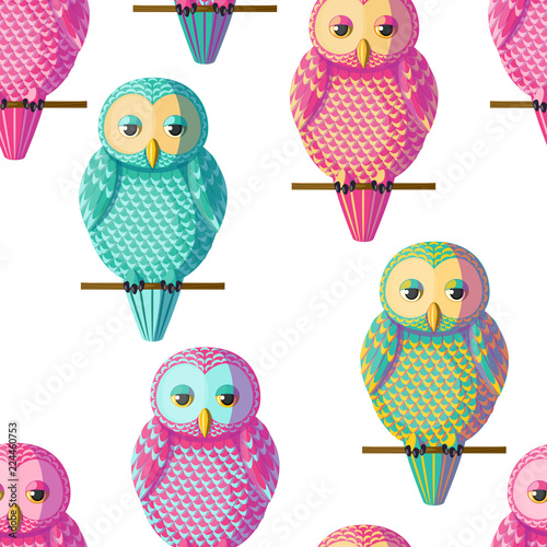 Seamless vector owl pattern