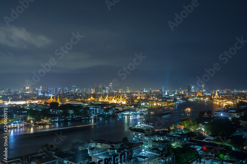 Wallpaper Mural Chao Phraya River, Bangkok at night, overlooking the Grand Palace. Torontodigital.ca
