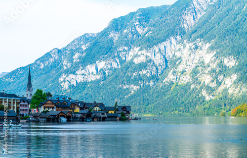 Hallstatt village on Hallstatter lake in Austrian Alps