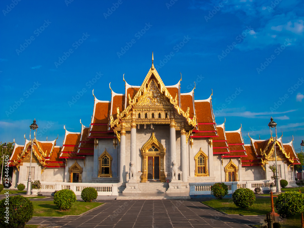 The Marble Temple, Wat Benchamabopit Dusitvanaram in Bangkok, Thailand.