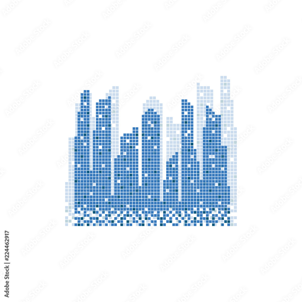 City skyline building pixels  illustration vector