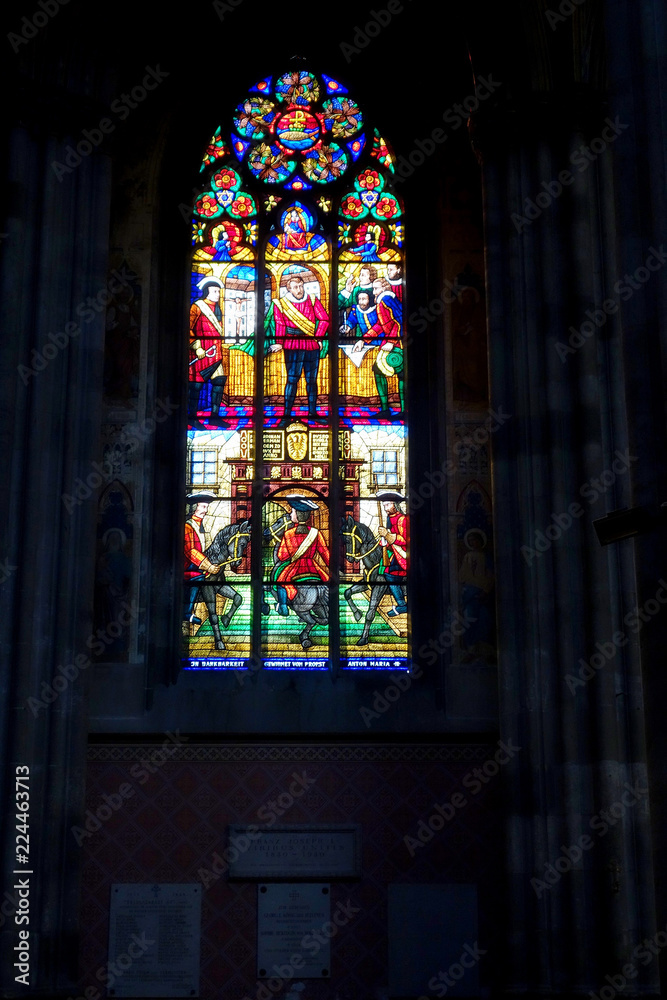 stained glass in a church in Vienna