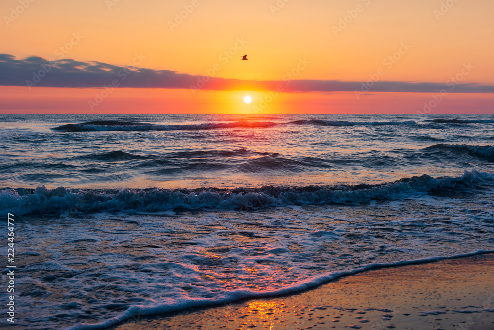 Fototapeta premium Amazing beautiful sunrise at the sea