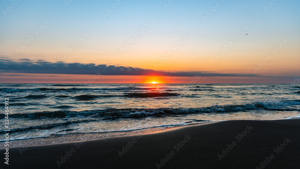 Amazing beautiful sunrise at the sea