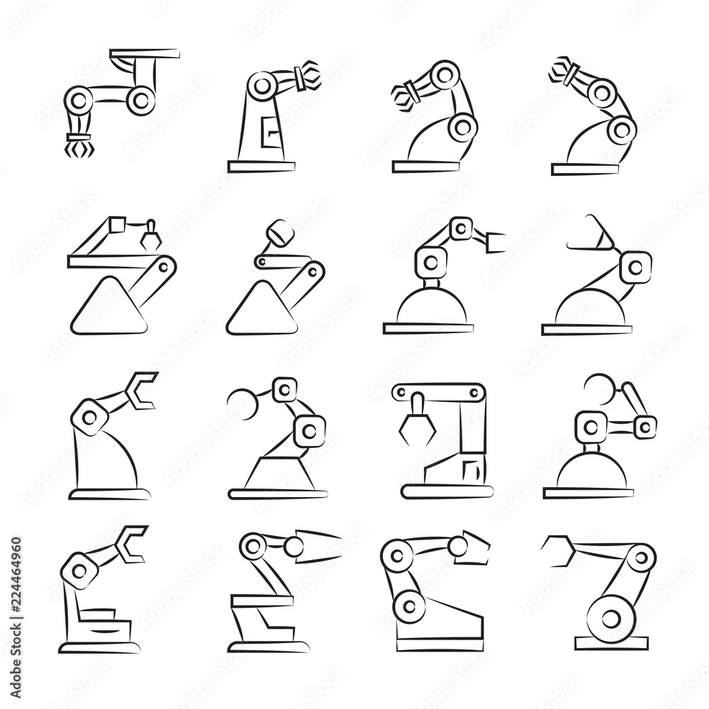 custom made wallpaper toronto digitalhand drawn industrial robot icon set